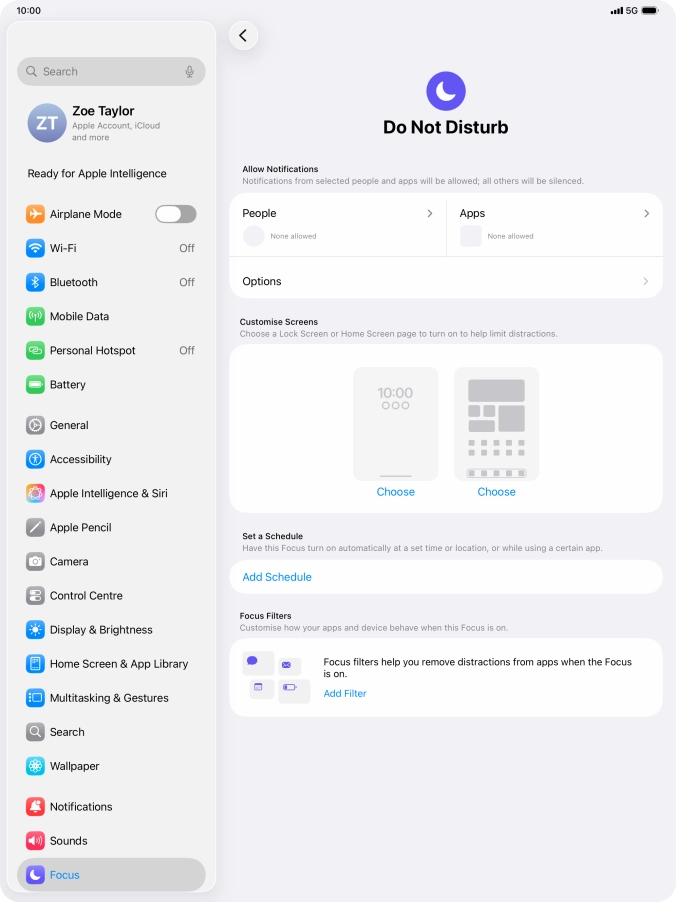 Press People and follow the instructions on the screen to select which contacts you would like to receive calls and notifications from when Do Not Disturb is turned on.