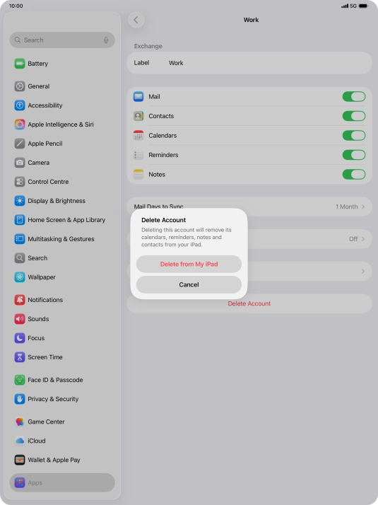 Press Delete from My iPad.