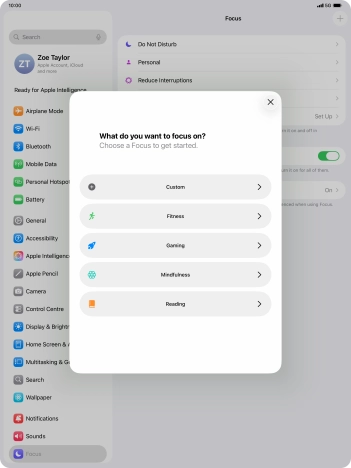Press the required focus mode and follow the instructions on the screen to add the selected focus mode.