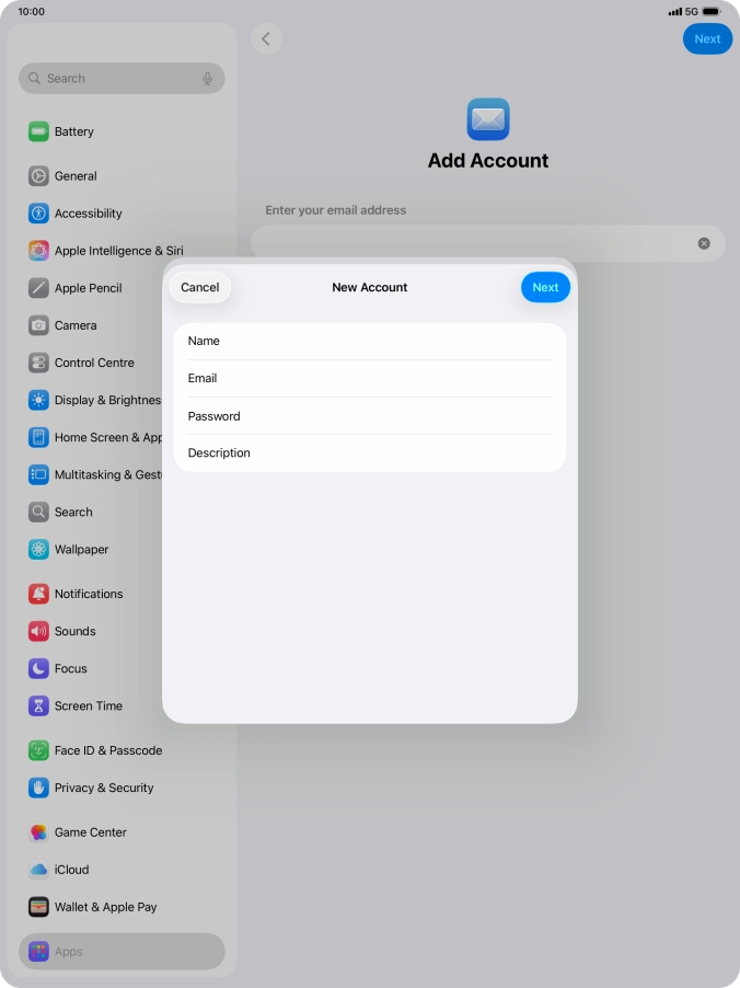 Press Description and key in the required name.