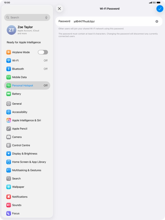 Press the confirm icon.