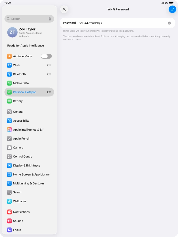 Press the confirm icon.