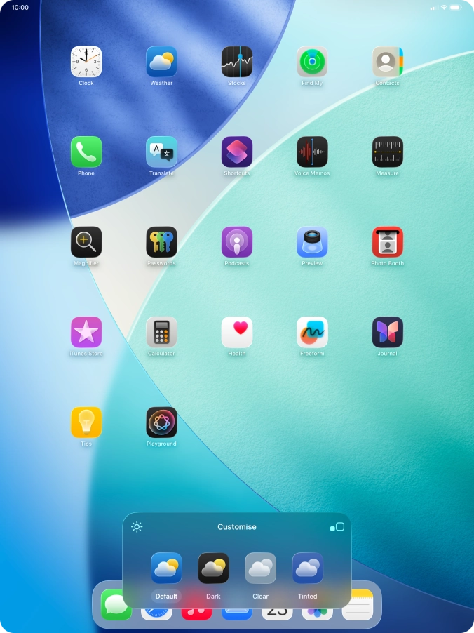 Press the required setting to select the size of app icons on the home screen.