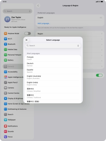 Press the required language.
