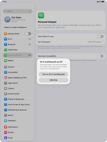 If Wi-Fi is turned off, press Turn on Wi-Fi and Bluetooth.