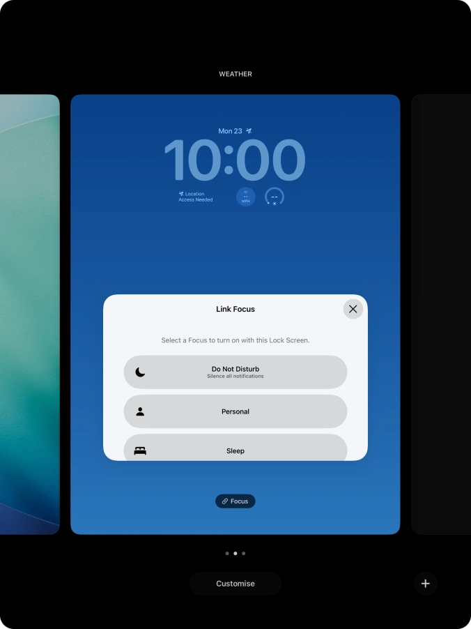 Press the required focus mode.