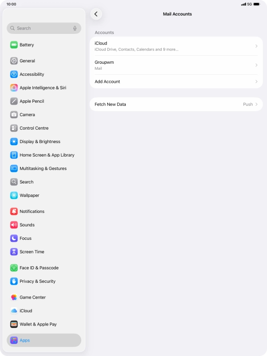 Press the name of the email account you've just set up.