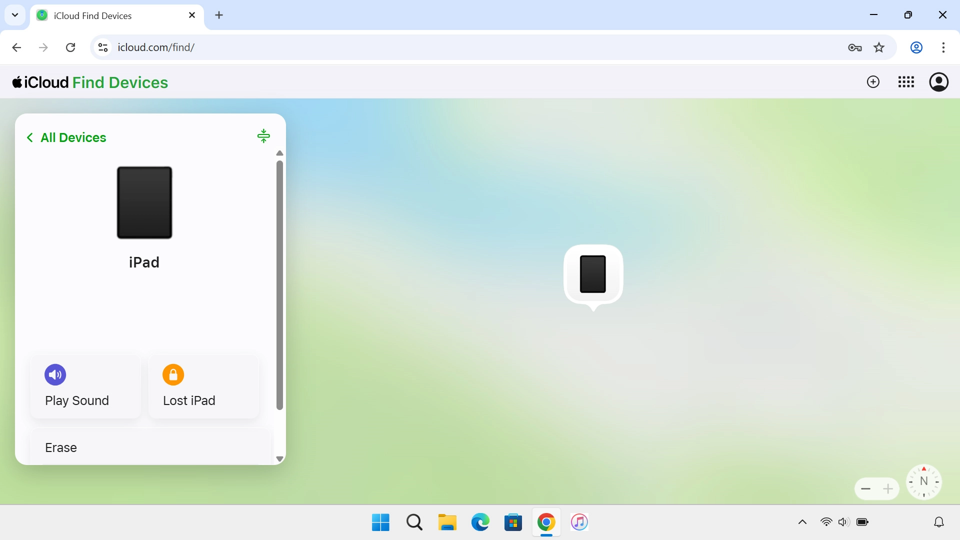 Your tablet's latest position is displayed on the map.