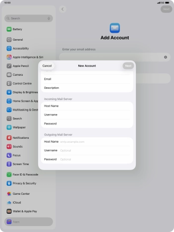 Press Host Name and key in the name of your email provider's outgoing server.
