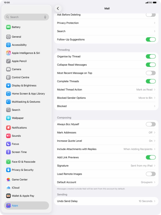 Press Default Account.