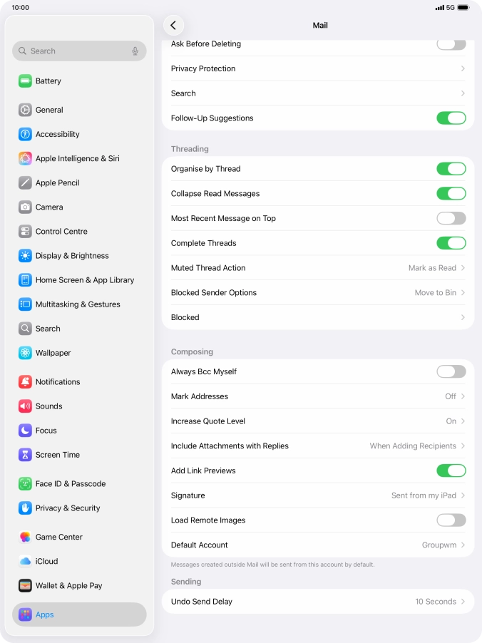 Press Default Account.