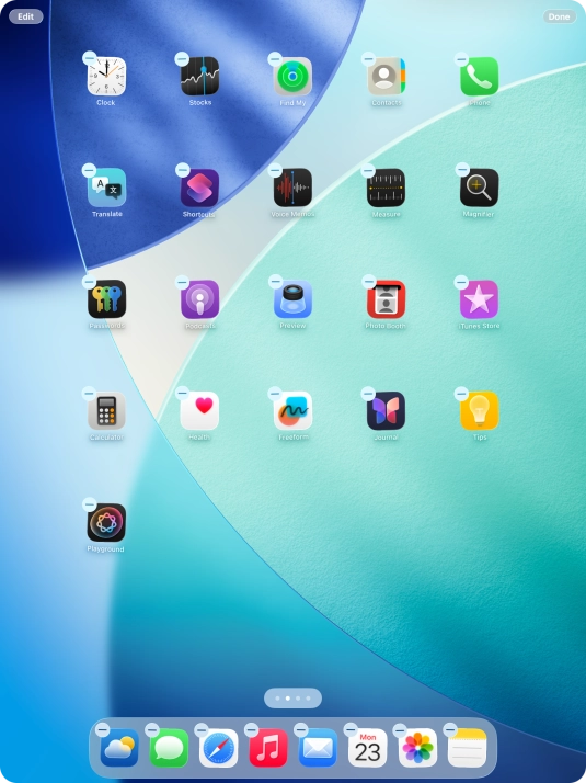 To remove an application from Dock, press and hold the required application and drag it upwards from Dock.