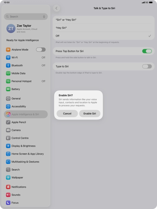 Press Enable Siri.