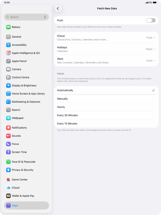 If you turn off the function, press the required setting.