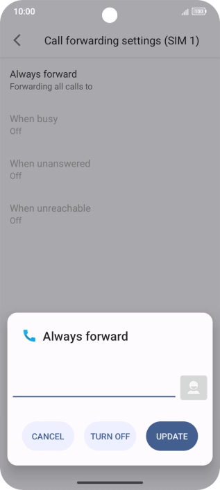 Press TURN OFF. Press TURN OFF.