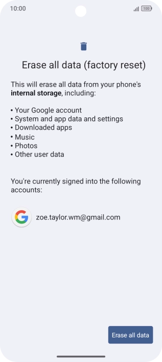 Press Erase all data.