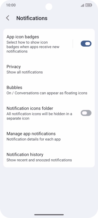 Press Manage app notifications. Press Manage app notifications.