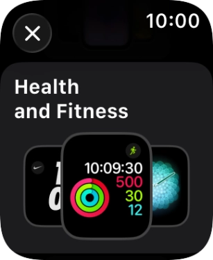 Press the required watch face.