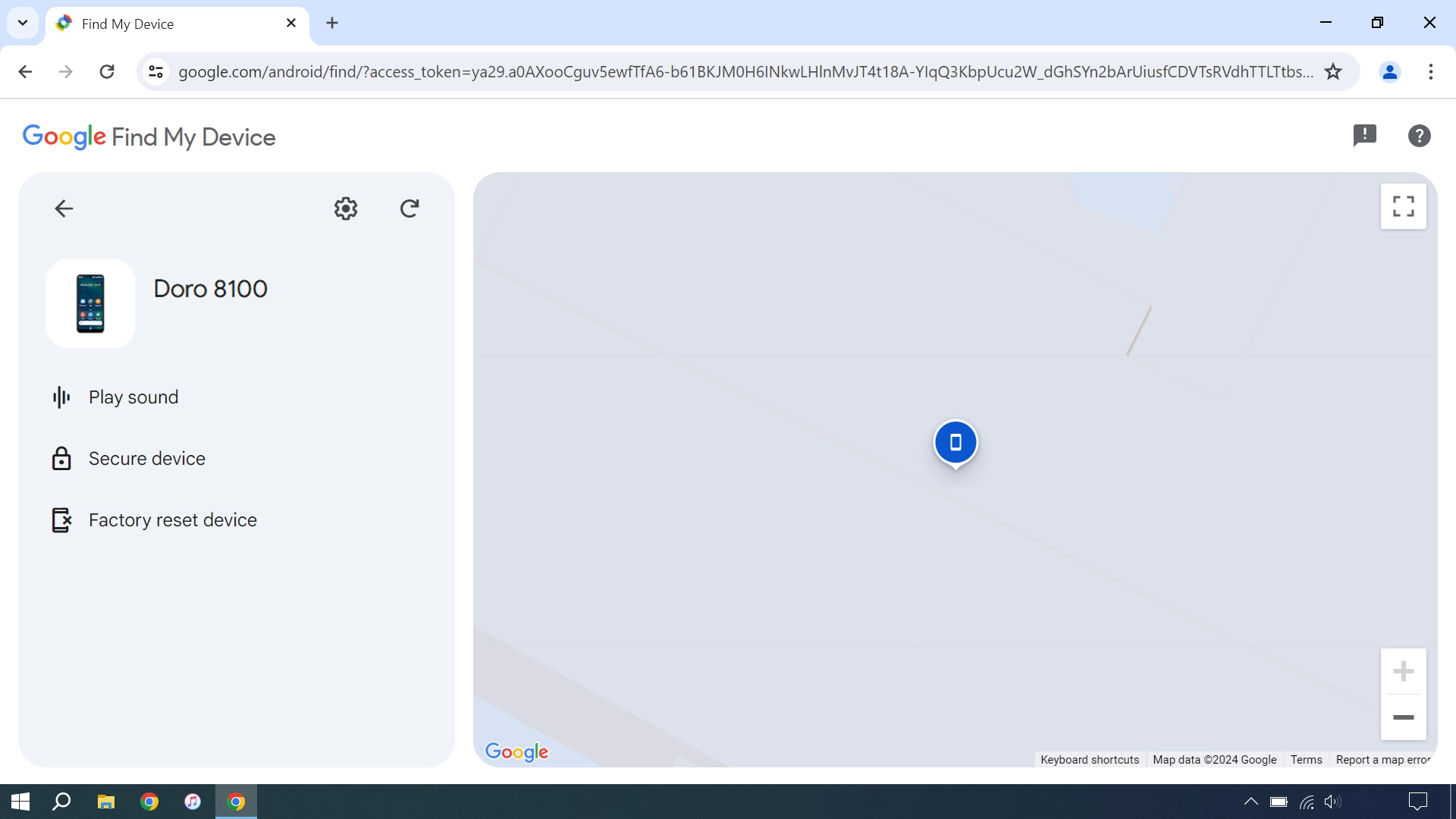 Your phone's latest position is displayed on the map.