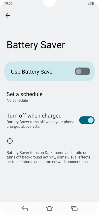 Press the required settings to turn them on or off.
