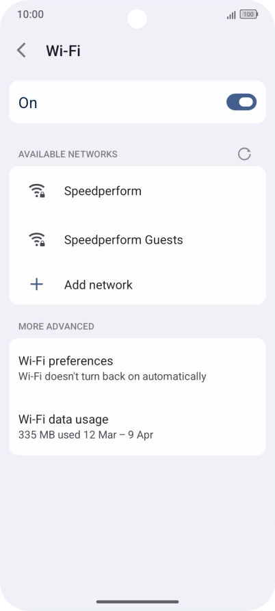 Press the required Wi-Fi network. Press the required Wi-Fi network.