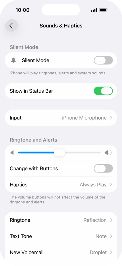 Press the indicator next to 