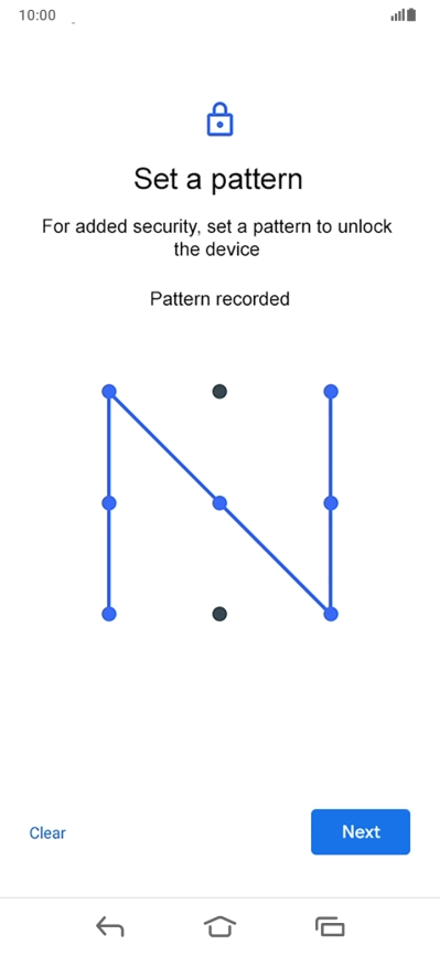 Slide your finger across the screen to connect at least four points and press Next. Slide your finger across the screen to connect at least four points and press Next.