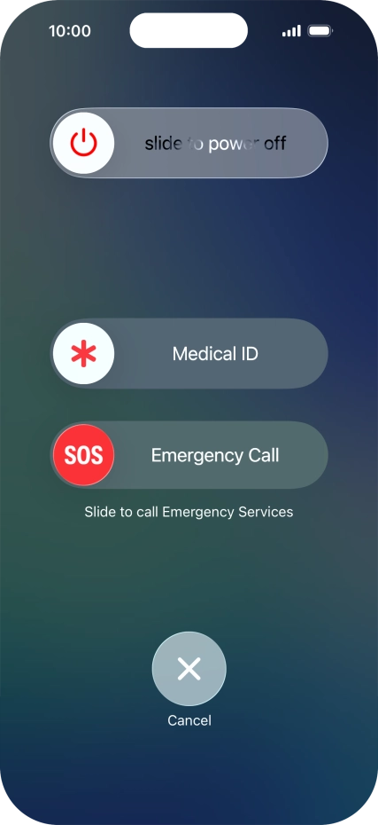 Press and drag the power off icon right.