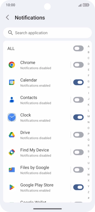 Press the indicators next to the required apps to turn the function on or off. Press the indicators next to the required apps to turn the function on or off.