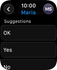 Press the required quick reply.