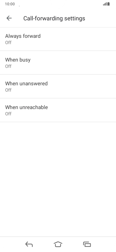 Press the required divert type. Press the required divert type.