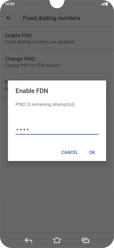 Key in your PIN2 and press OK.