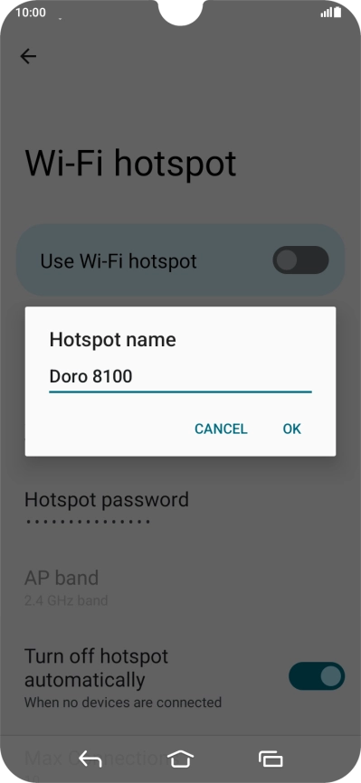 Key in the required Wi-Fi hotspot name and press OK.