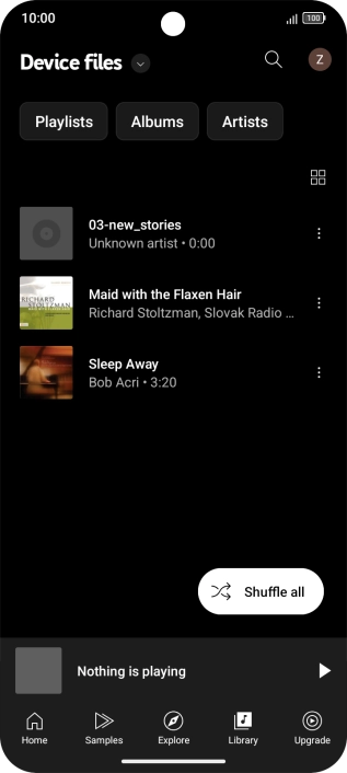 Press the required audio file. Press the required audio file.