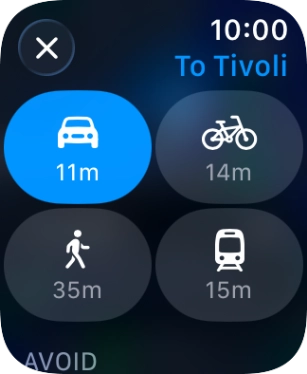 Press the required transport type.