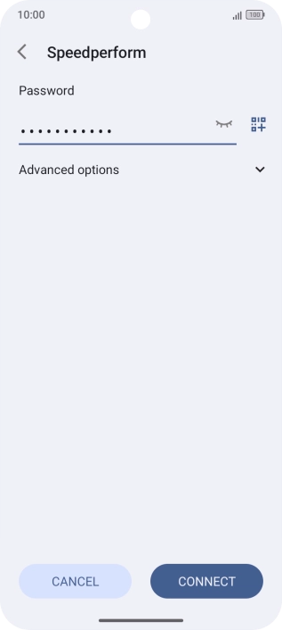 Key in the password for the Wi-Fi network and press CONNECT. Key in the password for the Wi-Fi network and press CONNECT.