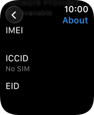 Your Apple Watch EID number is displayed below EID.