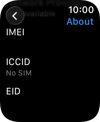 Your Apple Watch EID number is displayed below EID.