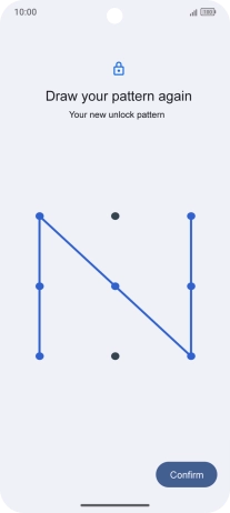 Repeat the selected phone lock code and press Confirm. Repeat the selected phone lock code and press Confirm.