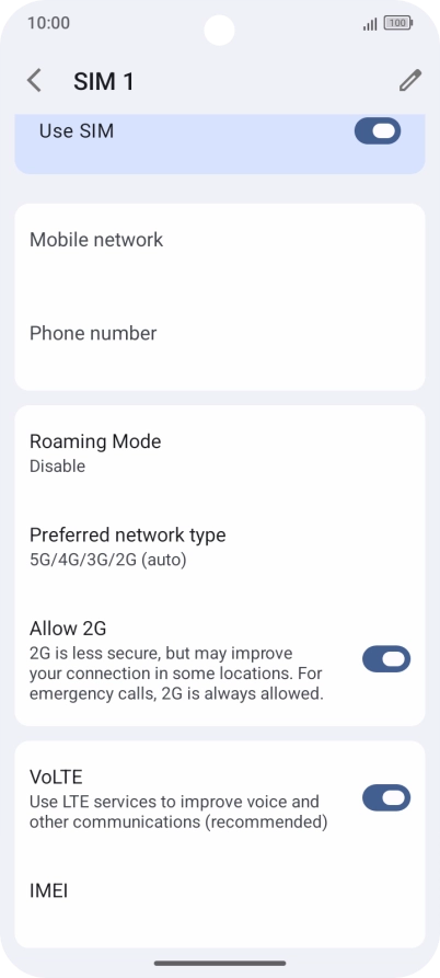 Press Preferred network type.