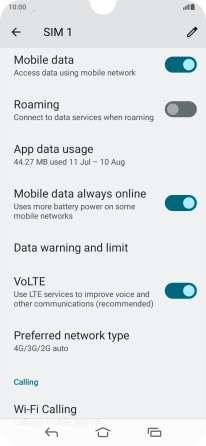 Press Preferred network type.