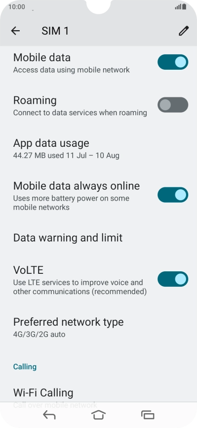 Press Preferred network type.