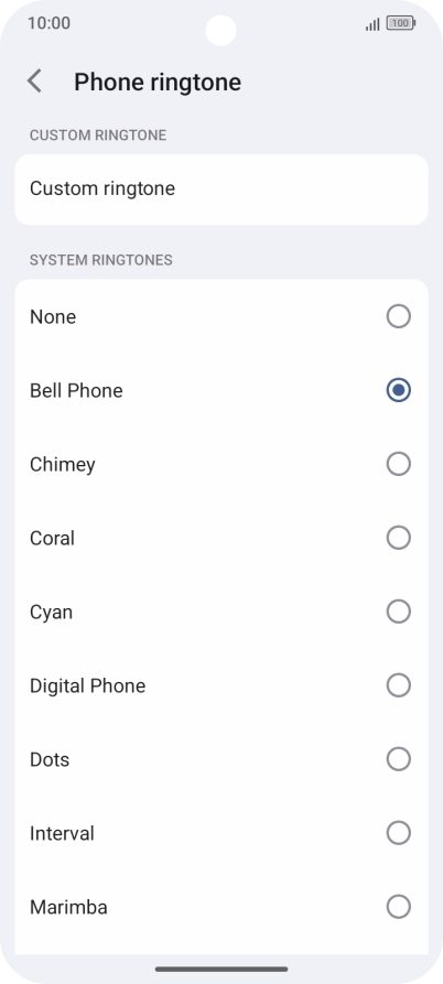 Press the required ring tones to hear them. Press the required ring tones to hear them.