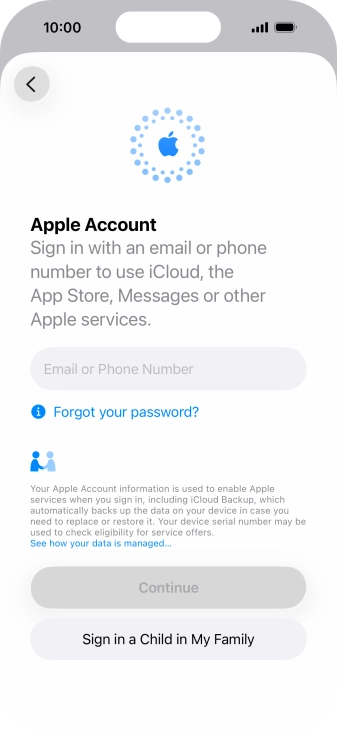 Press Email or Phone Number and key in the username for your Apple Account.