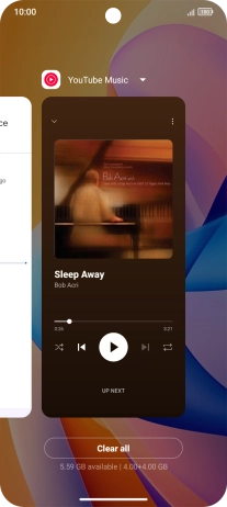 To end one running application, slide your finger upwards on the required application.