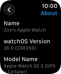 The software version of your Apple Watch is displayed below watchOS Version.