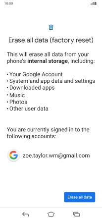 Press Erase all data.