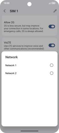Press the required network. Press the required network.