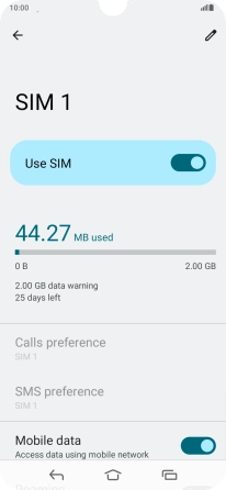 The total data usage is displayed. The total data usage is displayed.
