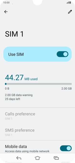 The total data usage is displayed. The total data usage is displayed.